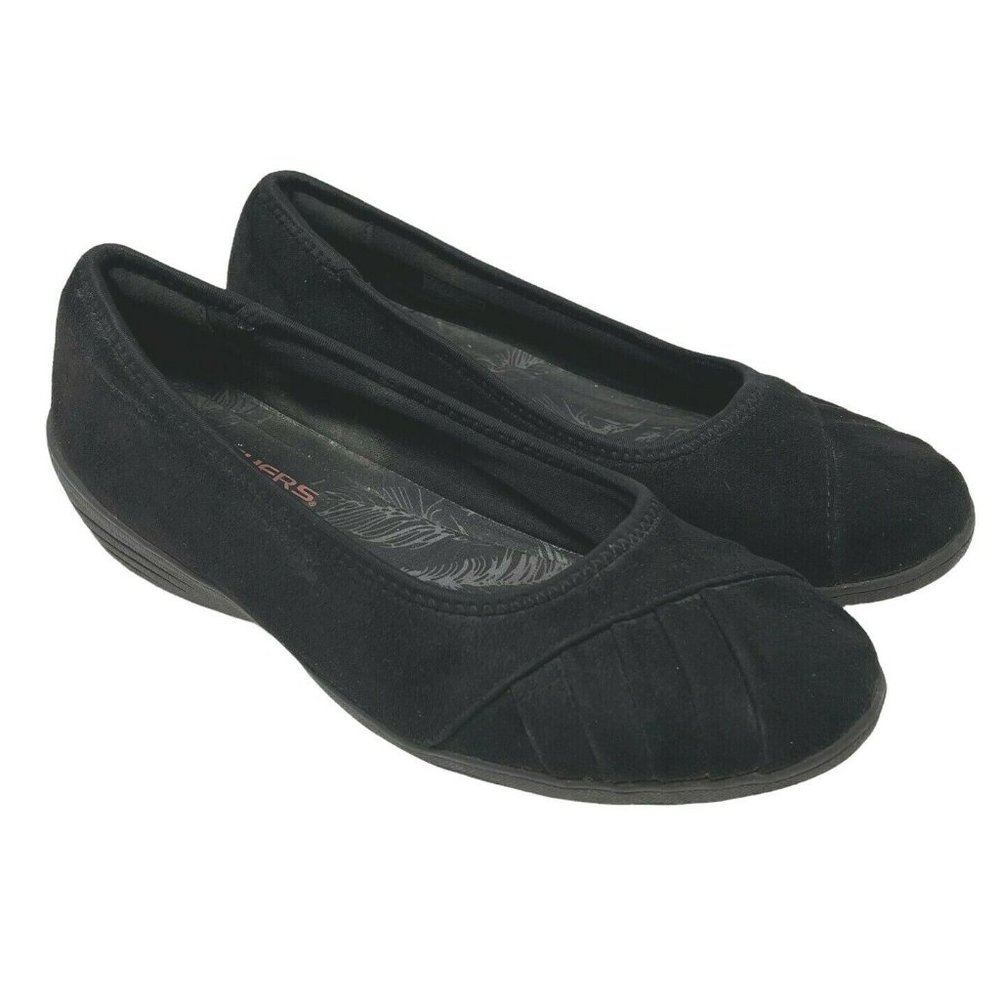 Skechers Women's 9 Black Kiss Smooch Memory Foam Stretch Fit Wedge Slip On Shoe